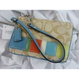 COACH Signature Multi Stripe Wristlet #45017 NWT
